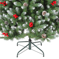 Garvee 4FT Artificial Christmas Tree with Pine Cones & Berries, Hinged Branches, Metal Stand, Frosted Pine, Indoor Outdoor Holiday Decor