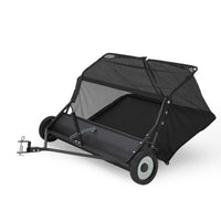 Garvee 50" Lawn Sweeper Tow Behind, Heavy Duty Yard Sweeper Pull Behind with 26 Cu.Ft Large Hopper & Adjustable Sweeping Height, Universal Leaf Grass Collector for Tractor ATV UTV, Black