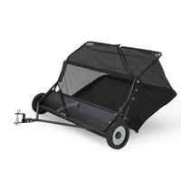 Garvee 48" Lawn Sweeper Tow Behind, Heavy Duty Yard Sweeper Pull Behind with 25 Cu.Ft Large Hopper & Adjustable Sweeping Height, Universal Leaf Grass Collector for Tractor ATV UTV, Black