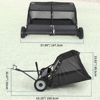 Garvee 50" Lawn Sweeper Tow Behind, Heavy Duty Yard Sweeper Pull Behind with 26 Cu.Ft Large Hopper & Adjustable Sweeping Height, Universal Leaf Grass Collector for Tractor ATV UTV, Black