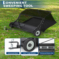 Garvee 50" Lawn Sweeper Tow Behind, Heavy Duty Yard Sweeper Pull Behind with 26 Cu.Ft Large Hopper & Adjustable Sweeping Height, Universal Leaf Grass Collector for Tractor ATV UTV, Black