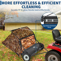 Garvee 50" Lawn Sweeper Tow Behind, Heavy Duty Yard Sweeper Pull Behind with 26 Cu.Ft Large Hopper & Adjustable Sweeping Height, Universal Leaf Grass Collector for Tractor ATV UTV, Black