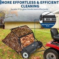 Garvee 42" Lawn Sweeper Tow Behind, Heavy Duty Yard Sweeper Pull Behind with 21 Cu.Ft Large Hopper & Adjustable Sweeping Height, Universal Leaf Grass Collector for Tractor ATV UTV, Black