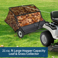 Garvee 42" Lawn Sweeper Tow Behind, Heavy Duty Yard Sweeper Pull Behind with 21 Cu.Ft Large Hopper & Adjustable Sweeping Height, Universal Leaf Grass Collector for Tractor ATV UTV, Black