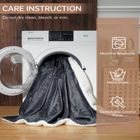 Garvee Electric Blanket Queen with Dual Controls, 4 Heat Settings & 10H Auto Off, Velvet Soft Heating Blankets, ETL Certified, Heated Blanket Queen Size, Machine Washable, 84"x90" Grey