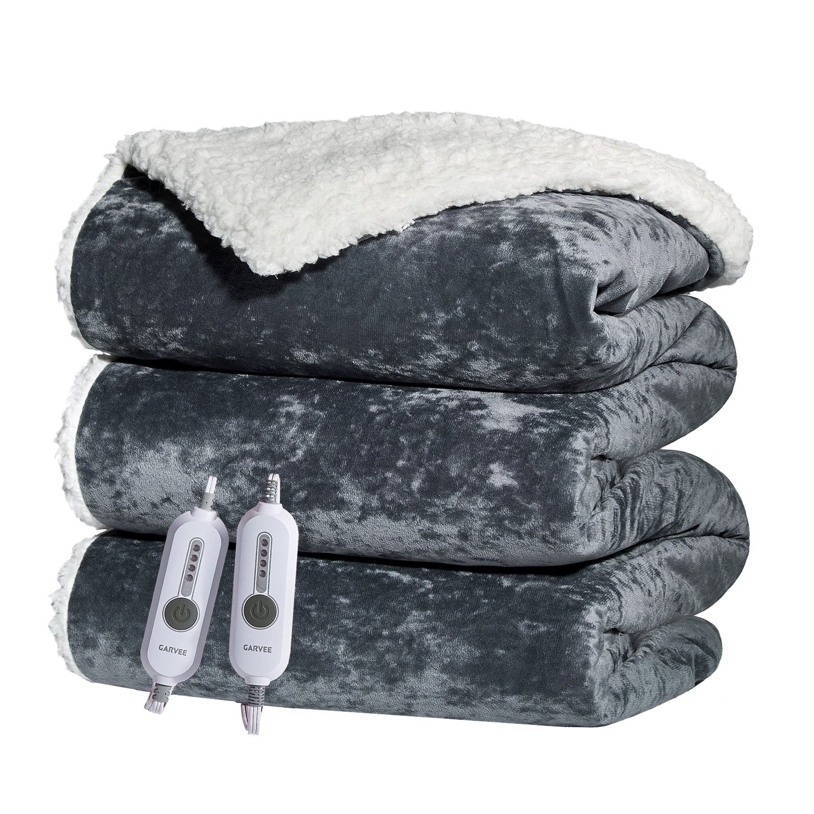 Garvee Electric Blanket Queen with Dual Controls, 4 Heat Settings & 10H Auto Off, Velvet Soft Heating Blankets, ETL Certified, Heated Blanket Queen Size, Machine Washable, 84"x90" Grey