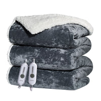 Garvee Electric Blanket Queen with Dual Controls, 4 Heat Settings & 10H Auto Off, Velvet Soft Heating Blankets, ETL Certified, Heated Blanket Queen Size, Machine Washable, 84"x90" Grey
