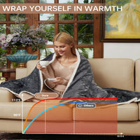 Garvee Heated Throw Blanket, 4 Heat Levels & 4H Auto Off, Electric Blanket Throw, Velvet Soft Cozy Heating Blankets Throw, Machine Washable, Over-Heat Protection, ETL Certified, 50" x 60" Grey
