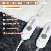 Garvee Electric Blanket Queen with Dual Controls, 4 Heat Settings & 10H Auto Off, Velvet Soft Heating Blankets, ETL Certified, Heated Blanket Queen Size, Machine Washable, 84"x90" Grey