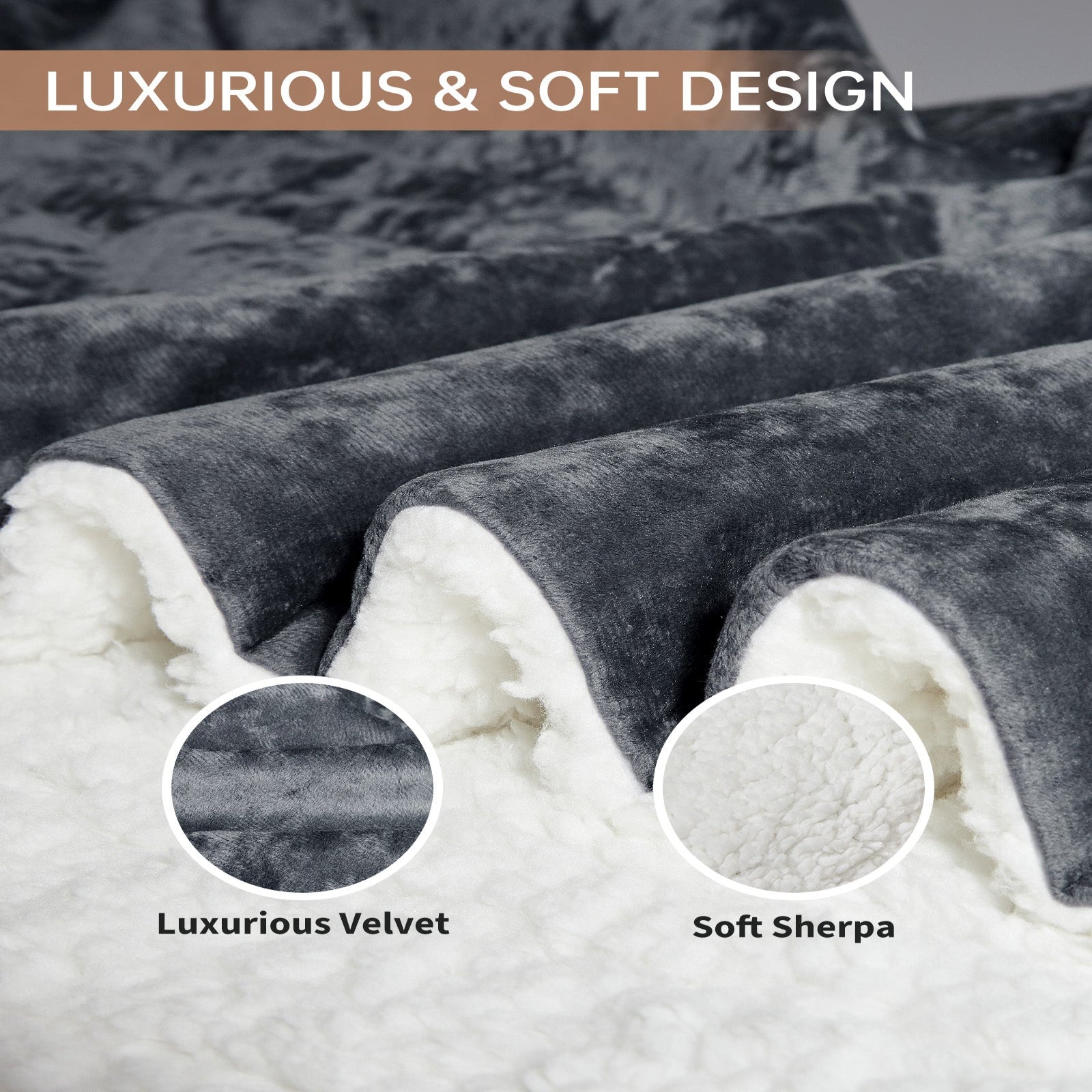 Garvee Electric Blanket Queen with Dual Controls, 4 Heat Settings & 10H Auto Off, Velvet Soft Heating Blankets, ETL Certified, Heated Blanket Queen Size, Machine Washable, 84"x90" Grey