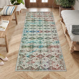 Garvee Washable Neutral Runner Rugs 2'x6' Vintage Floral Retro Boho Geometric Non Slip Low Pile Carpet for Living Room Bedroom Dining Room Nursery Kids Room Hallway Entryway - Multicolor