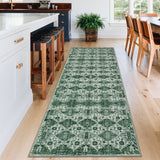 Garvee Washable Neutral Runner Rugs Green 2'X6' Vintage Floral Retro Boho Geometric Non Slip Low Pile Carpet for Living Room Bedroom Dining Room Nursery Kids Room Hallway Entryway - Green