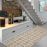 Garvee Washable Neutral Runner Rugs Beige Brown 2'X6' Vintage Floral Retro Boho Geometric Non Slip Low Pile Carpet for Living Room Bedroom - Beige Brown
