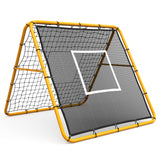 Garvee 4x4 Ft Adjustable Multi-Sport Rebounder Net - Heavy Duty Pitchback Trainer for Soccer, Baseball & Football - Angle Adjustable for Backyard Training - Yellow