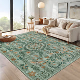 Garvee Insect Botanical Washable Area Rugs Runner Rugs, Boho Non Slip Under Table Carpet for Living Room Bedroom Dining Room Playroom Nursery Kids Room Office Farmhouse - Green