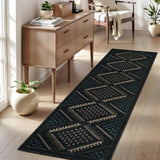 Garvee 2x6 Runner Rug Kitchen Rugs Non Slip Washable Hallway Long Bedroom Carpet Geometric Farmhouse Low Pile Soft Carpet Runners for Bathroom Entryway Laundry Room, Black - Black