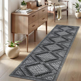 Garvee 2x6 Runner Rug Kitchen Rugs Non Slip Washable Hallway Long Bedroom Carpet Geometric Farmhouse Low Pile Soft Carpet Runners for Bathroom Entryway Laundry Room, Grey - Gray
