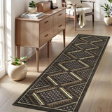 Garvee 2x6 Runner Rug Kitchen Rugs Non Slip Washable Hallway Long Bedroom Carpet Geometric Farmhouse Low Pile Soft Carpet Runners for Bathroom Entryway Laundry Room, Brown - Brown