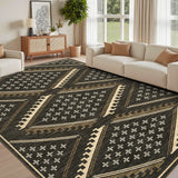 Garvee 9x12 Geometric Boho Area Rug Large Washable Rugs for Living Room Bedroom Soft Dining Table Carpet Non Shedding Foldable Indoor Carpet for Office Nursery Home Decor, Brown - Brown