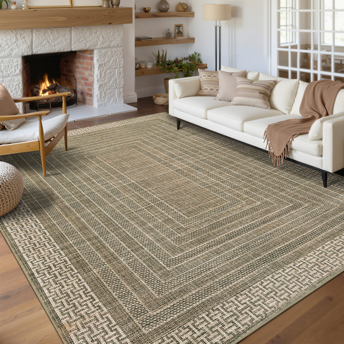 Garvee Living Room Bedroom Rugs 10x13 Washable Stain Resistant Non Slip Large Carpet Brown