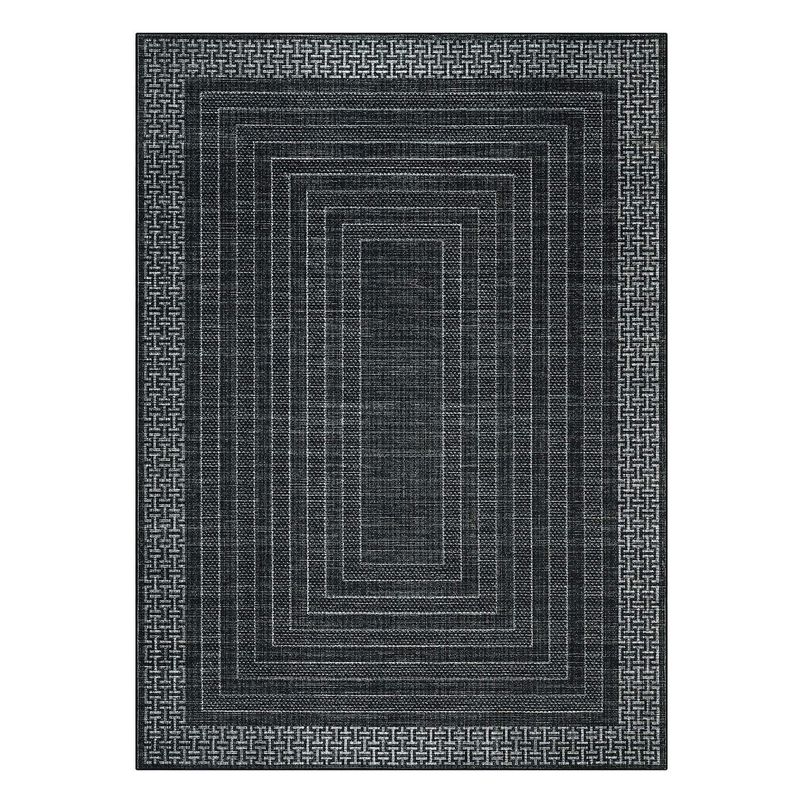 Garvee Bordered 5x7 Geometric Area Rug, Washable Non-Slip, Ultra Thin Soft Stain Resistant, Indoor Modern Floor Cover for Living Room Bedroom Dining