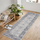 Garvee Vintage Boho Runner Rugs Grey 2'x8' Washable Soft Long Rugs Non-Slip Backing for Living Room Bedroom Dining Room Nursery Office Farmhouse Hallway Entryway Home Decor - Gray
