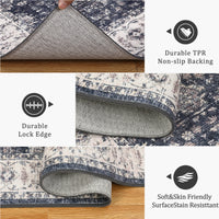 Garvee Vintage Boho Runner Rugs Black & Grey 2'x6' Washable Non-Slip Soft Pastel Carpet for Living Room Bedroom Dining Nursery Office