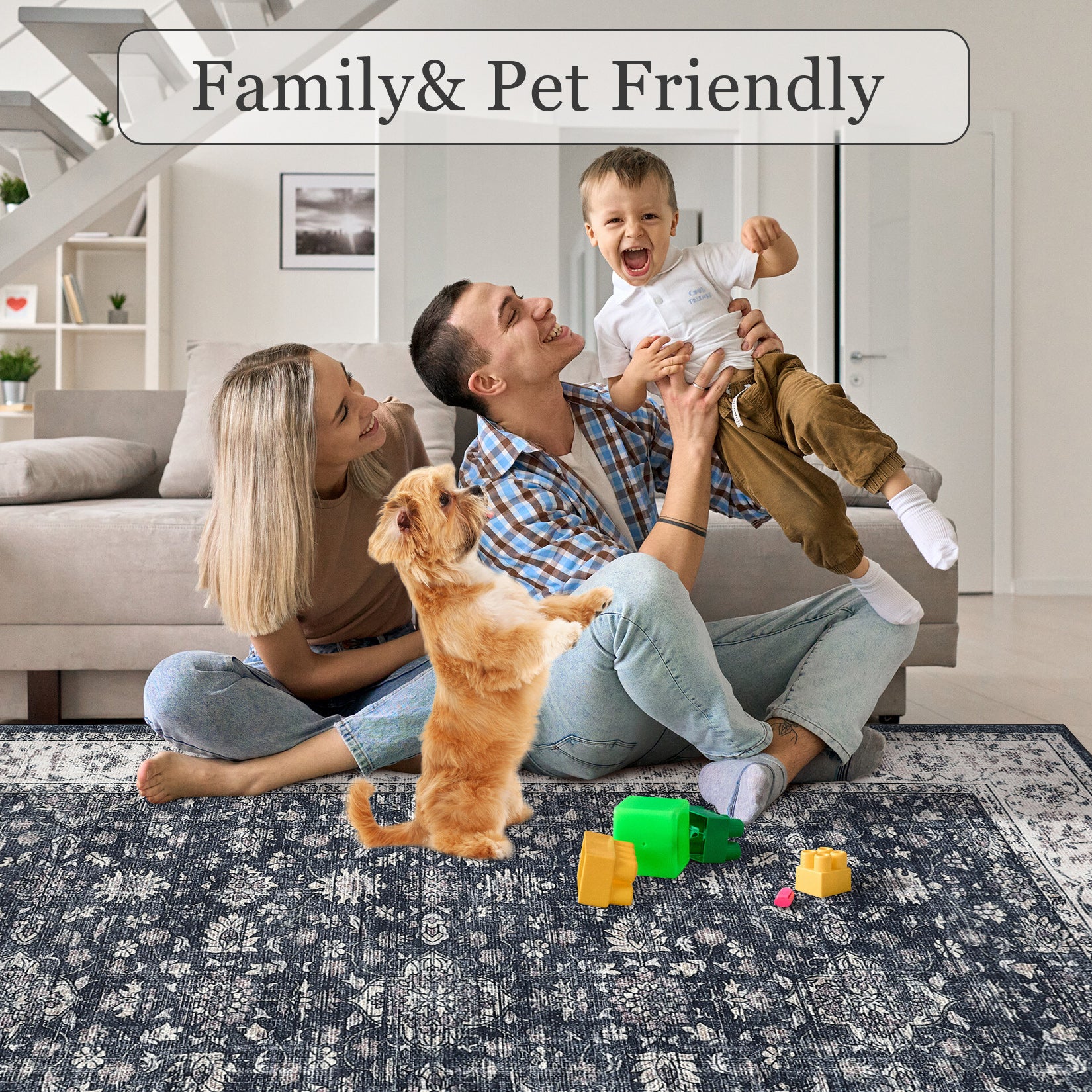 Garvee Vintage Boho Runner Rugs Black & Grey 2'x8' Washable Non-Slip Soft Pastel Carpet for Living Room Bedroom Dining Room Nursery Office Farmhouse Hallway Entryway Home Decor