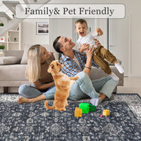 Garvee Vintage Boho Runner Rugs Black & Grey 2'x8' Washable Non-Slip Soft Pastel Carpet for Living Room Bedroom Dining Room Nursery Office Farmhouse Hallway Entryway Home Decor