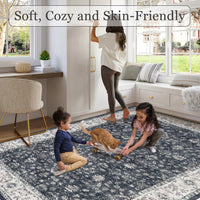 Garvee Vintage Boho Runner Rugs Black & Grey 2'x8' Washable Non-Slip Soft Pastel Carpet for Living Room Bedroom Dining Room Nursery Office Farmhouse Hallway Entryway Home Decor