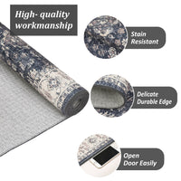 Garvee Vintage Boho Runner Rugs Black & Grey 2'x6' Washable Non-Slip Soft Pastel Carpet for Living Room Bedroom Dining Nursery Office