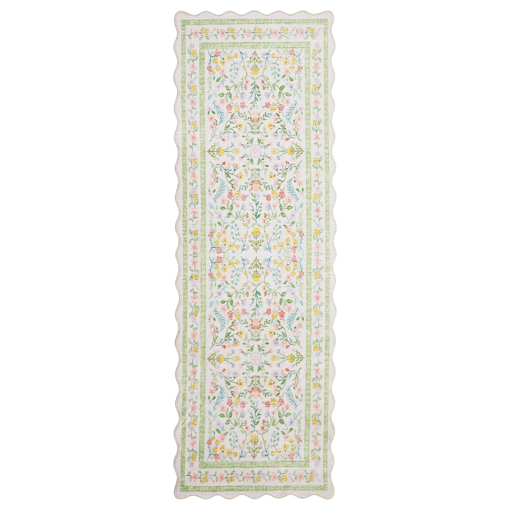Garvee Floral Area Rug with Unique Shape - Rustic Natural Design Non-Slip Machine Washable Rug, Soft Bohemian Rug