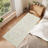 Garvee Floral Area Rug with Unique Shape - Rustic Natural Design Non-Slip Machine Washable Rug, Soft Bohemian Rug - Beige