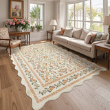 Garvee Floral Area Rug with Unique Shape - Rustic Natural Design Non-Slip Machine Washable Rug, Soft Bohemian Rug - Coffee