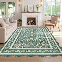 Garvee Floral Area Rug with Unique Shape - Rustic Natural Design Non-Slip Machine Washable Rug, Soft Bohemian Rug