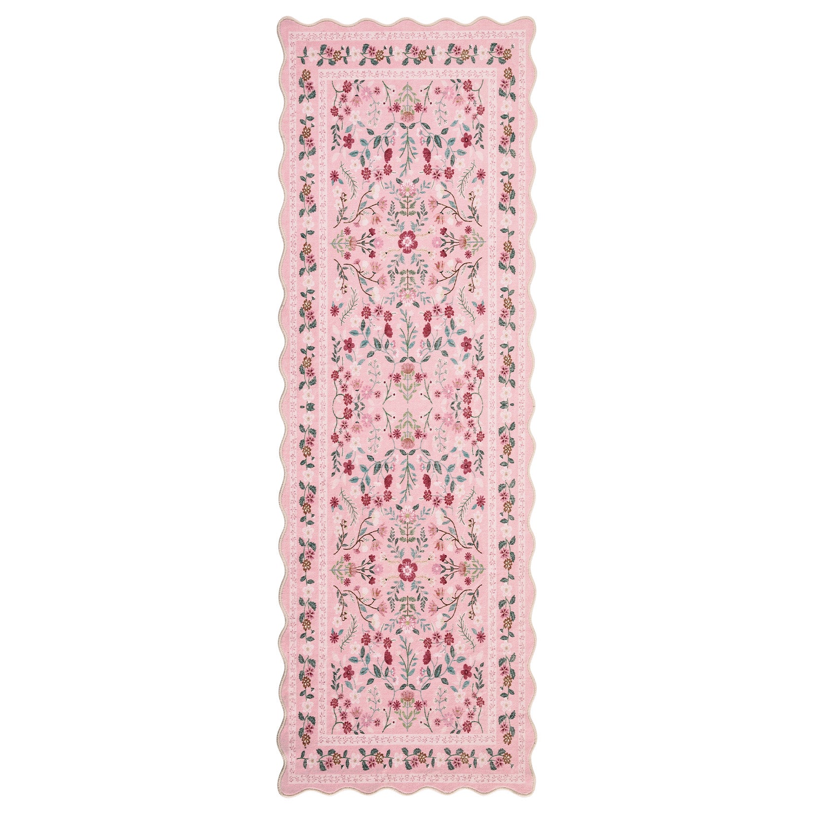 Garvee Floral Area Rug with Unique Shape - Rustic Natural Design Non-Slip Machine Washable Rug, Soft Bohemian Rug
