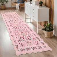 Garvee Floral Area Rug with Unique Shape - Rustic Natural Design Non-Slip Machine Washable Rug, Soft Bohemian Rug
