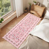 Garvee Floral Area Rug with Unique Shape - Rustic Natural Design Non-Slip Machine Washable Rug, Soft Bohemian Rug - Pink