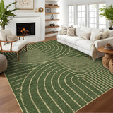 Garvee Modern Rainbow Easy Jute Area Rugs, Washable Contemporary Natural Indoor Outdoor Rug, Non Slip Floor Carpet for for Living Room Bedroom Nursery Office Farmhouse Patio Backyard RV - Green