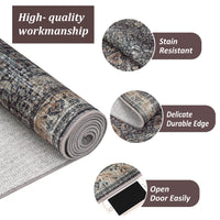 Garvee Washable Runner Rugs, Reddish Brown 2'X6' Antique Distressed Long Rug, Modern Non Slip Stain Resistant Vintage Print Accent Carpet for Living Room Bedroom Dining Office Farmhouse Hallway Entryway