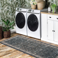 Garvee Washable Runner Rugs, Black 2'X6' Antique Distressed Long Rug, Modern Non Slip Stain Resistant Vintage Print Accent Carpet Floor Mat for Living Room Bedroom Dining Office Farmhouse Hallway Entryway