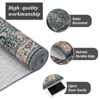 Garvee Washable Runner Rugs, Black 2'X6' Antique Distressed Long Rug, Modern Non Slip Stain Resistant Vintage Print Accent Carpet Floor Mat for Living Room Bedroom Dining Office Farmhouse Hallway Entryway