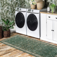 Garvee Washable Runner Rugs, Green 2'X6' Antique Distressed Long Rug, Modern Non Slip Stain Resistant Vintage Print Accent Carpet Floor Mat for Living Room Bedroom Dining Office Farmhouse Hallway Entryway