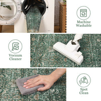 Garvee Washable Area Rugs, Green 5'X7' Antique Distressed Large Rug for Living Room, Modern Non Slip Stain Resistant Vintage Print Accent Carpet Floor Mat for Bedroom Dining Office Farmhouse