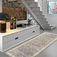 Garvee Washable Runner Rugs, Beige Yellow 2'X6' Antique Distressed Long Rug, Modern Non Slip Stain Resistant Vintage Print Accent Carpet for Living Room Bedroom Dining Office Farmhouse Hallway Entryway