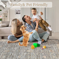 Garvee Washable Runner Rugs, Beige Yellow 2'X6' Antique Distressed Long Rug, Modern Non Slip Stain Resistant Vintage Print Accent Carpet for Living Room Bedroom Dining Office Farmhouse Hallway Entryway