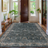 Garvee Washable Area Rugs Black 8'X10' Antique Distressed Large Rug for Living Room Modern Non Slip Stain Resistant Vintage Print - Black