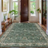 Garvee Washable Area Rugs Green 10'X13' Antique Distressed Large Rug for Living Room Modern Non Slip Stain Resistant Vintage Print - Green