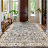 Garvee Washable Area Rugs Beige Yellow 8'x10' Antique Distressed Large Rug for Living Room Modern Non Slip Stain Resistant Vintage Print Accent Carpet - Beige Yellow