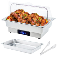 Garvee Electric Chafing Dish Buffet Set, 9 QT Stainless Steel Food Warmer with Temperature Control & Transparent Roll Top Lid, Catering Server for Parties, Banquets, Buffets, Keeping Food Warm & Fresh (Copy)